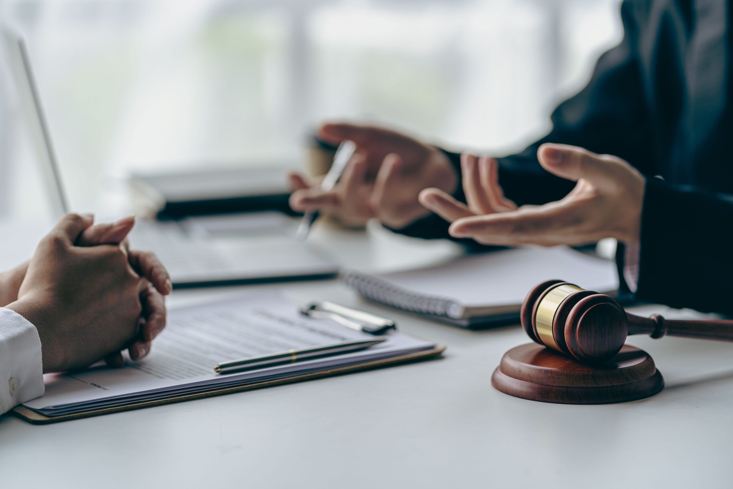 Personal injury attorney meeting with client