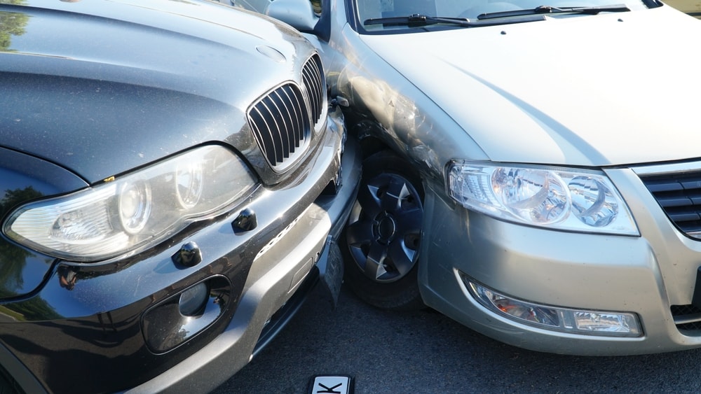 T-bone car accident closeup