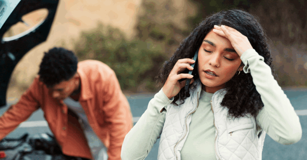 woman stressed after auto accident