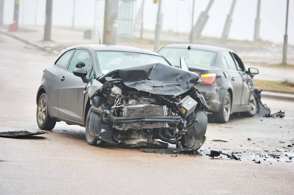 Car smashed after an accident