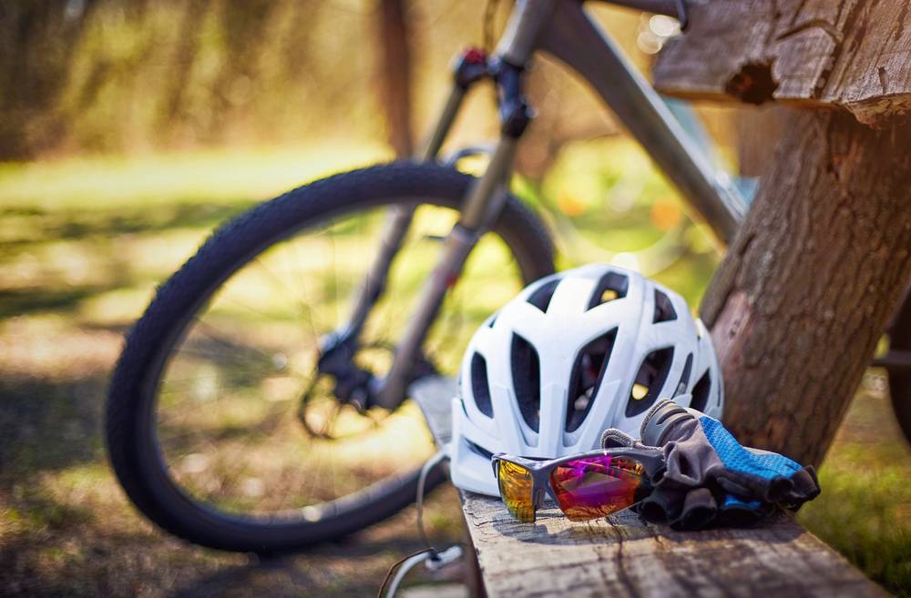 Photo of a bike with a helmet