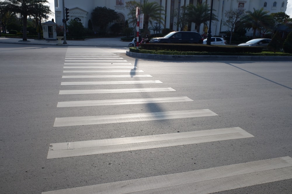 Closeup of a pedestrian crosswalk