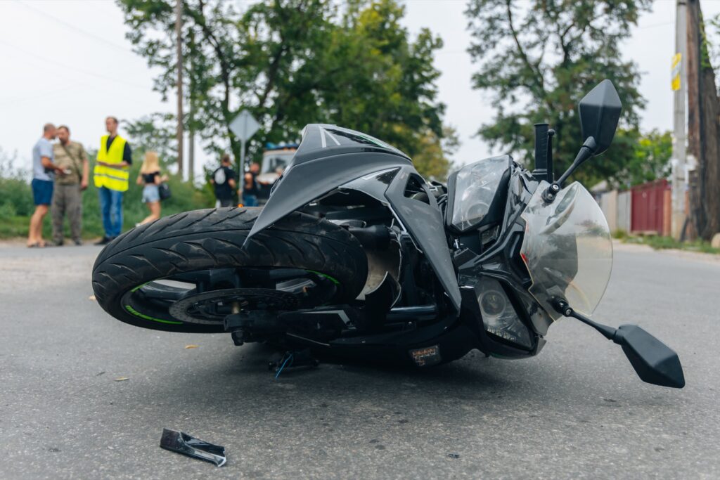 Crashed motorcycle