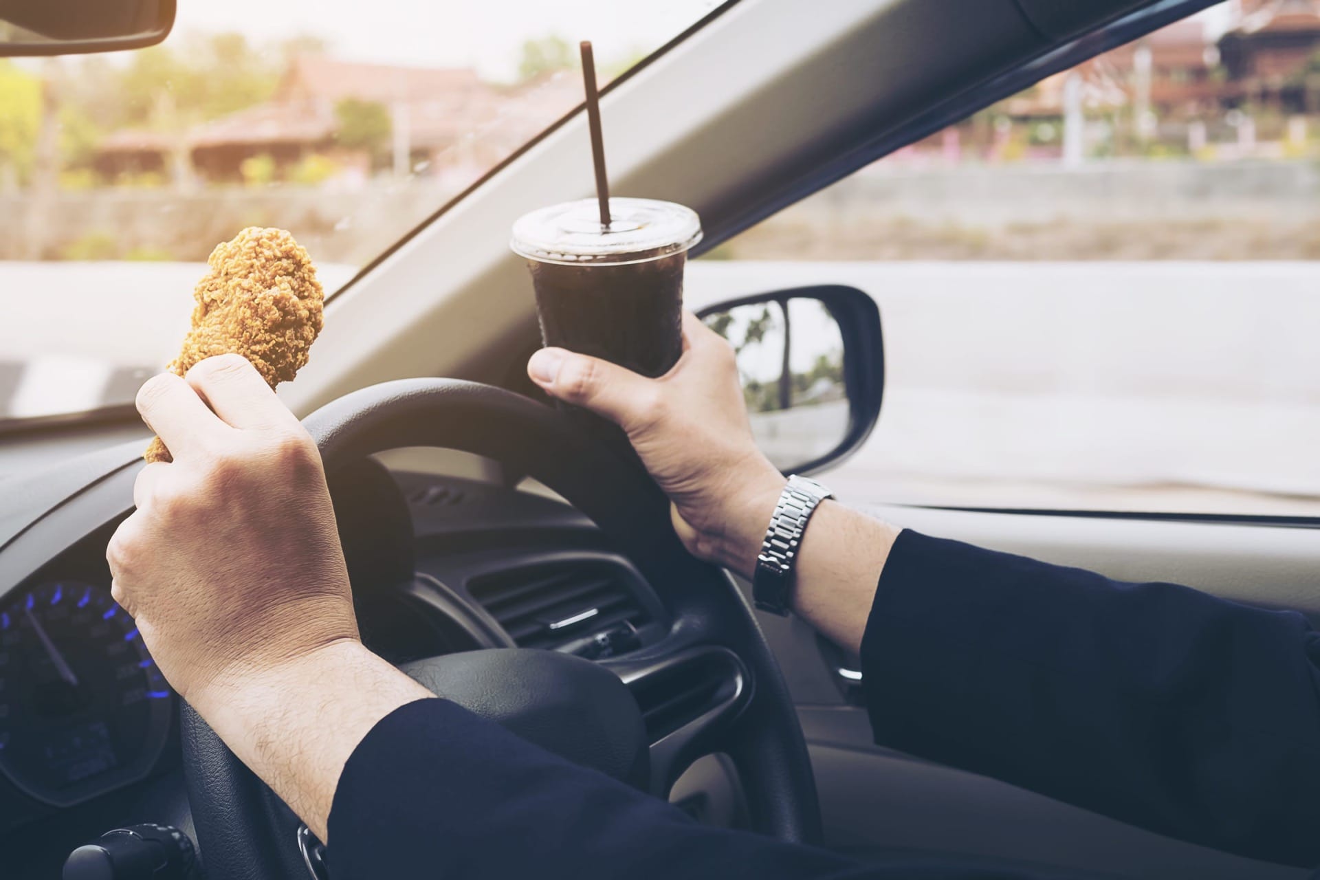 Person eating while driving