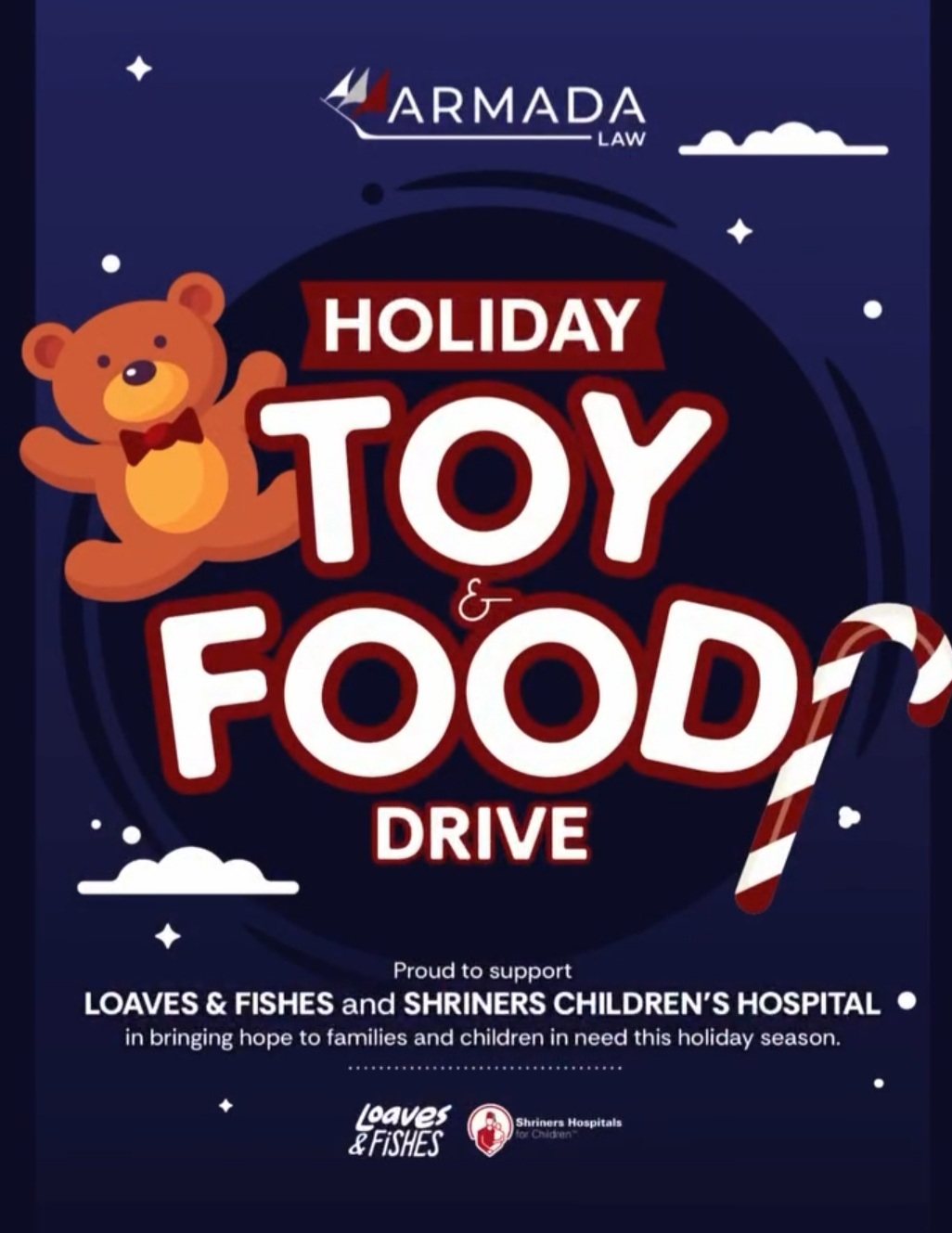 Armada Law Launches First Annual Holiday Food & Toy Drive to Support Loaves & Fishes and Shriners Children’s Hospital Greenville