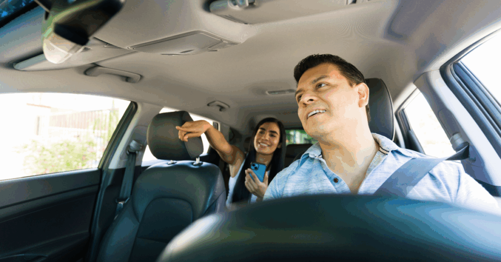 rideshare rider inside vehicle