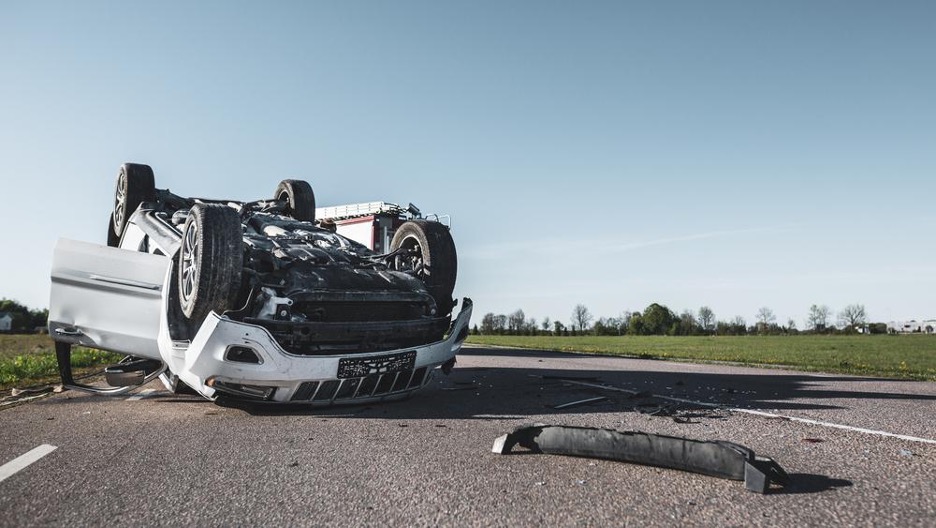 Photo of a rolled-over car